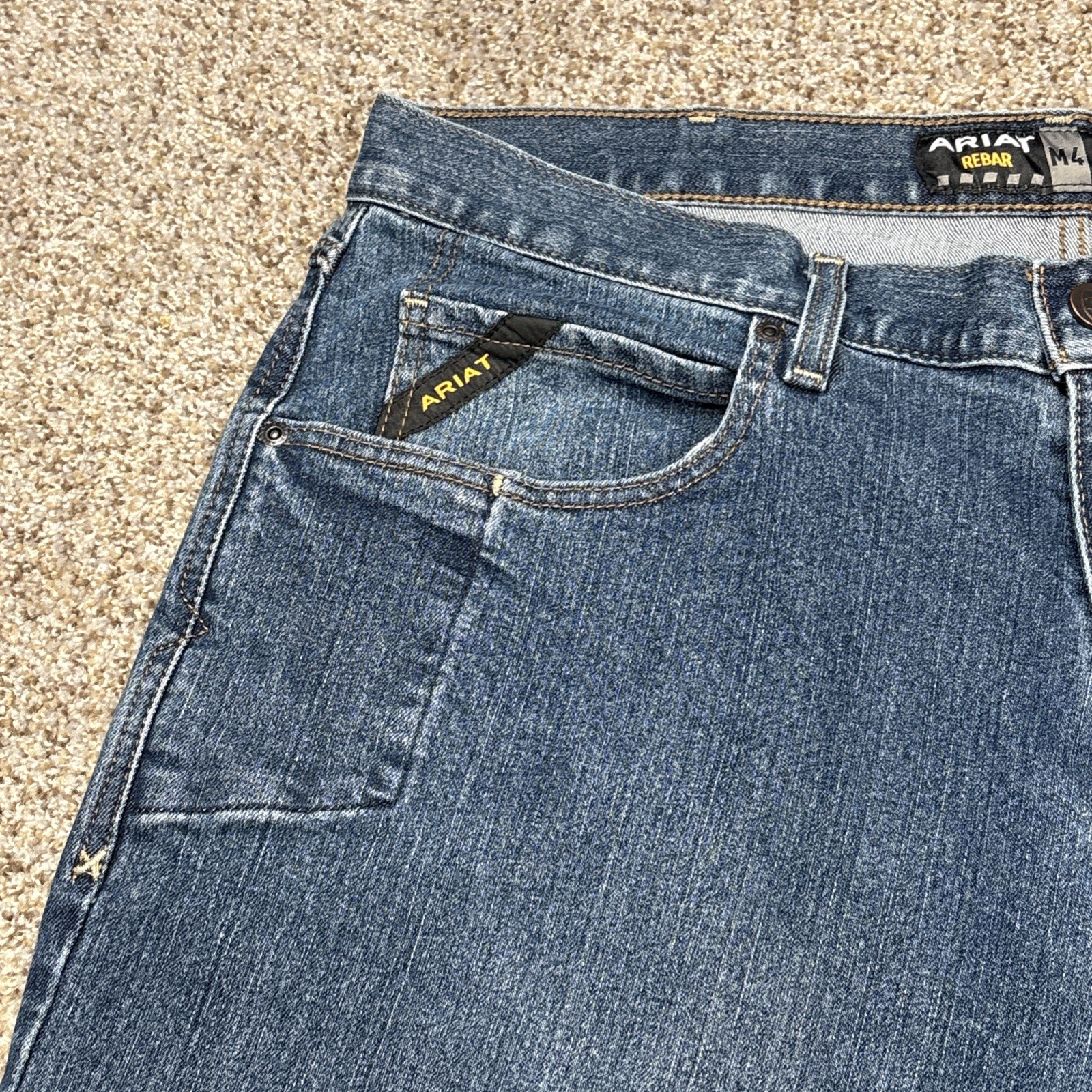 Ariat Rebar M4 Relaxed Boot Jeans Mens Blue Denim 38x30 Fits 38 X 29.5 - View 3