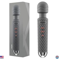 Cordless Handheld Wand Massager - Waterproof, USB Rechargeable, 20 Patterns, 8