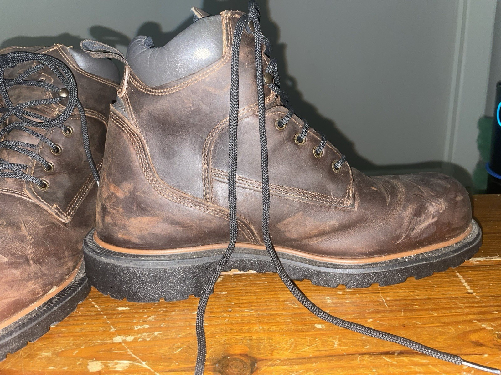 Red Wing Shoes Men’s Brown Leather Lace-Up Work Boots Slip Resistant US 13