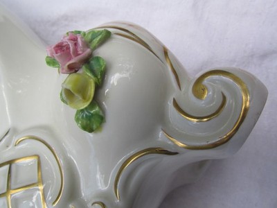 Vintage Dresden Mercedes Porcelain Shelf /Mantle Clock Key Wind