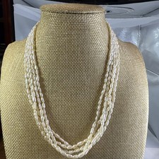 Vintage Genuine Fresh Water Rice Pearls Multi-strand Necklace 17