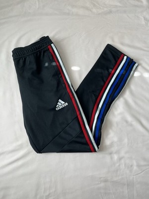 Adidas Tiro  Training Track Soccer Pants - Black/White, Red, Blue Stripe, Size S
