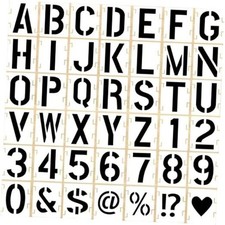 2 Inch 42 Pcs Reusable Letter Number Symbol Stencils, Plastic 2 inch White