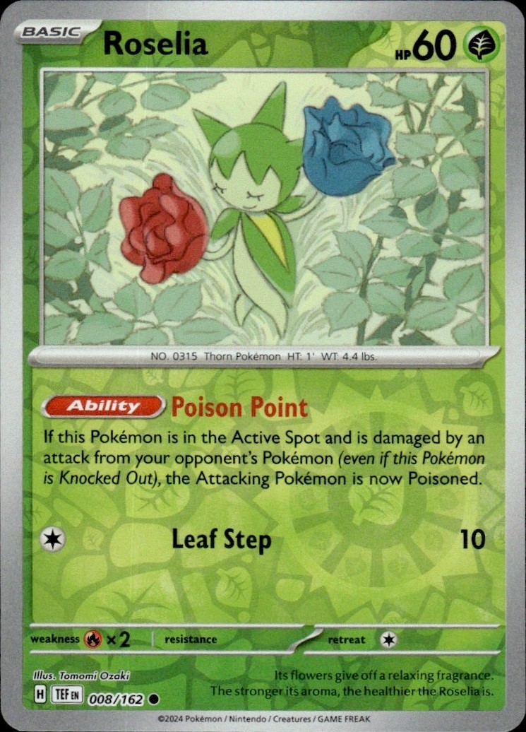 Pokemon Roselia 8/162 Temporal Forces Reverse Holo NM