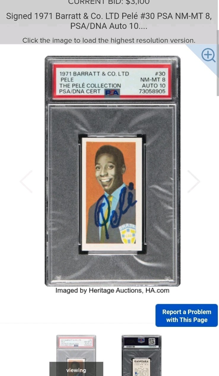 PELE PERSONAL Signed 1971 Barratt #30 PSA 8 DNA GEM MT 10 AUTOGRAPHED 10 view 4