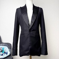 Christian Dior Tuxedo Bar Jacket Blouson Coat Women Size I 40 Black Genuine
