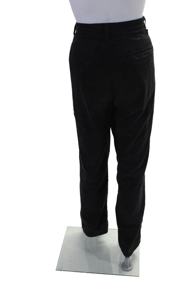 Pantalones informales AG para mujer de tiro medio bolsillos delanteros planos pierna recta negros talla 29 Foto 3 de 4