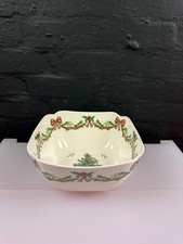 Spode Christmas Tree 65. Jubiläum Schleife große quadratische Servierschüssel/Schüssel 9,5"