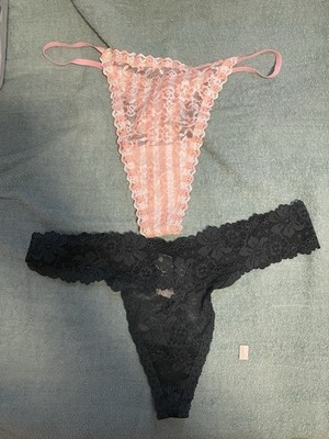 Victoria s Secret Pink Lace Thong Panty Lot 2 Pairs Large New With Tags