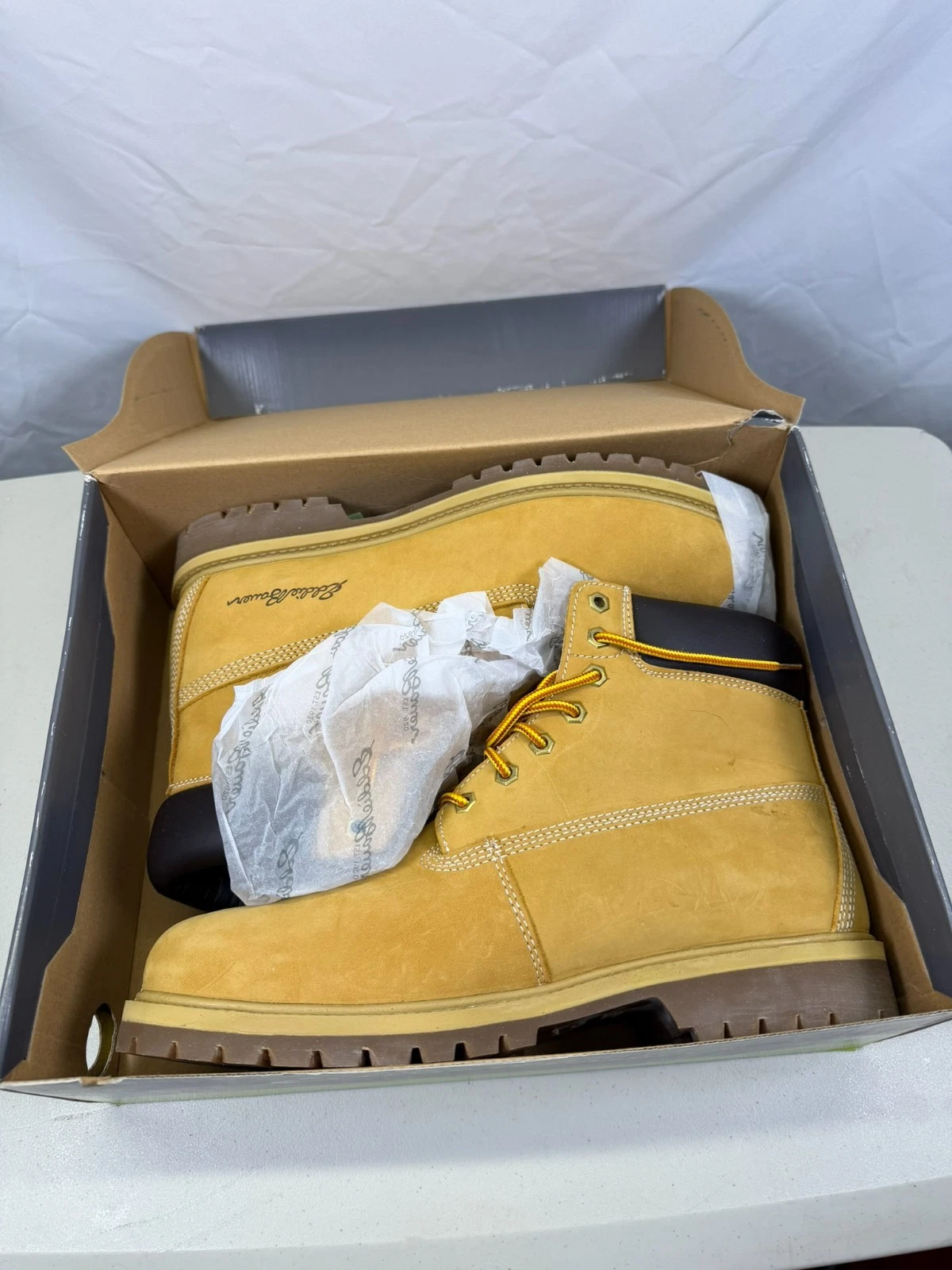 Eddie Bauer Rick Tan Suede Hiking Work Boots Men’s Size 12 New In Box Waterproof