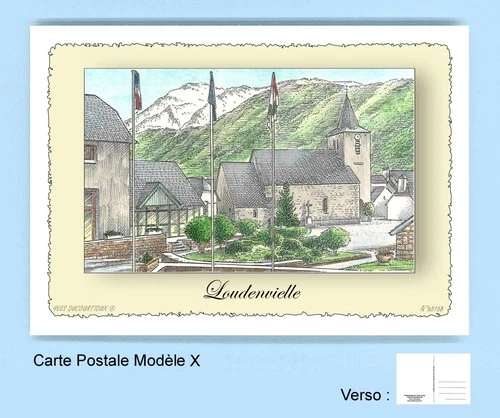 CP X 65158 POSTCARD DRAWING CL yellow background 65 LOUDENVIELLE
