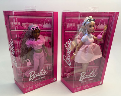 Barbie Deluxe Style Barbie dolls #3 blond hair & #4 pink/brown braided hair NIB
