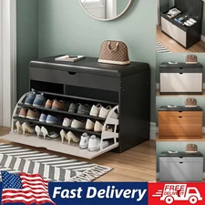 3 Flip Shoe Cabinet Wooden Adjustable Storage Drawers Sneakers Rack Organizer