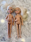 2 Mattel Club Chelsea Barbie Dolls Long Blond Hair Blue Ryes One Bent Arm Nude — photo 1