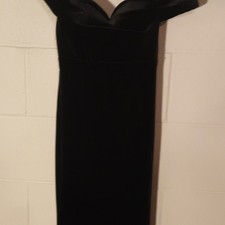 Velvet Off The Shoulder Form Fitting Built In Bra Evening Gown