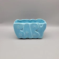 Vintage McCoy Floraline BABY Blue Planter Rectangle Boy Shower Gift 1950's Nice!