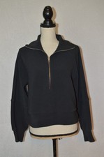 Varley Milano Half Zip Sweat Sweater Pullover Ribbed Black Women's Size Small