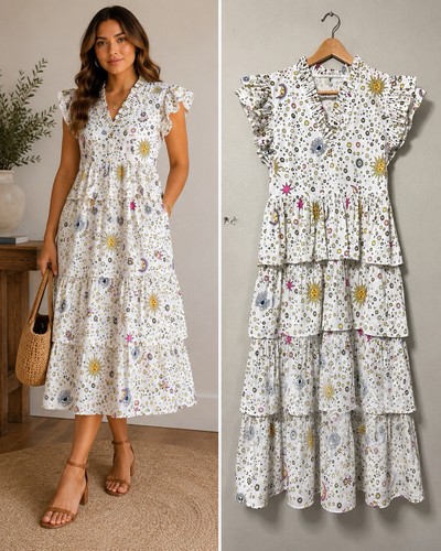 CeliaB Delfina Dress "Here comes the sun" "Consolation" white Dress size L