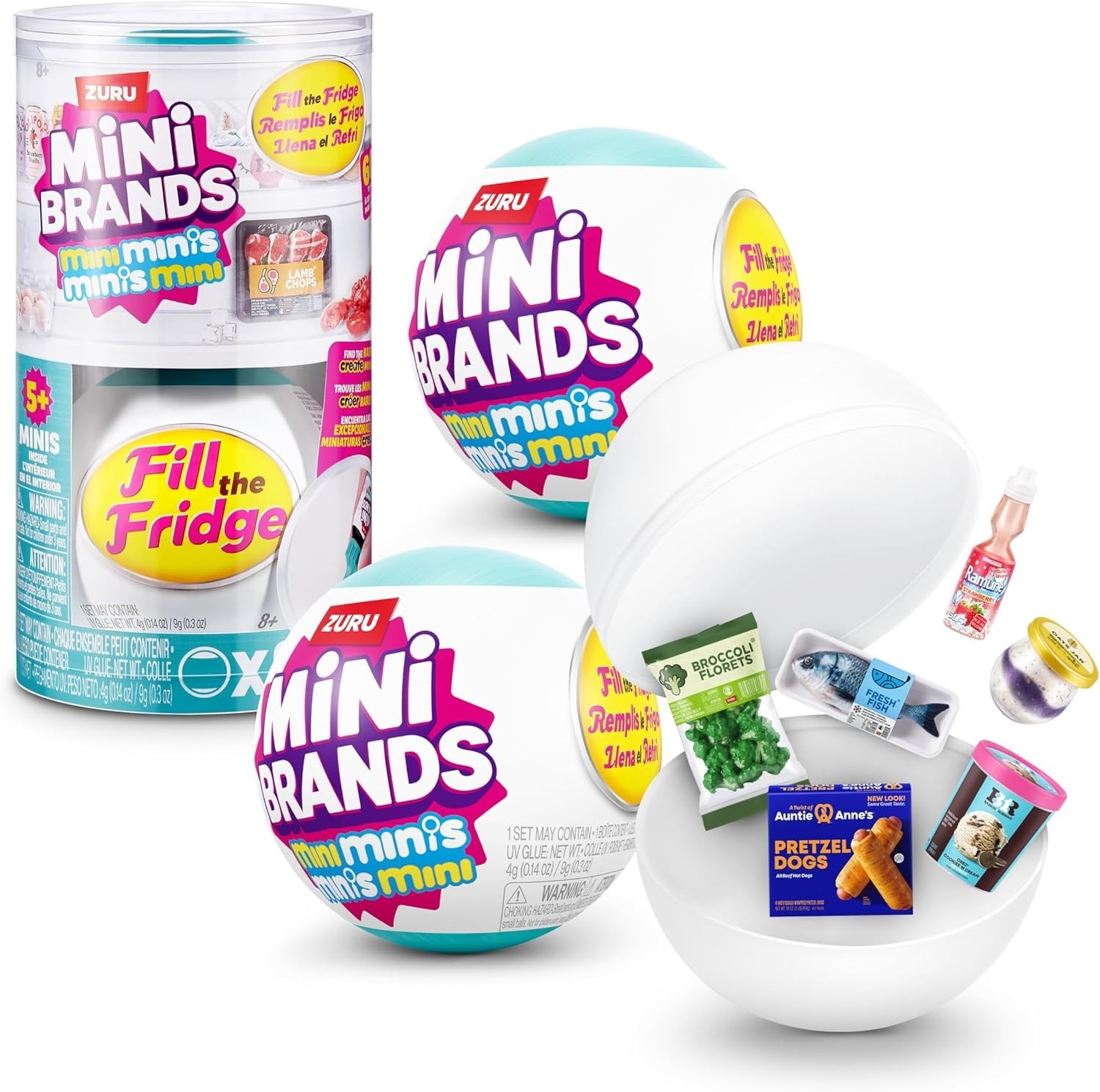 Zuru Mini Brands Mini Minis Fill The Fridge Bundle LOT of (5) Balls 🩵🩵