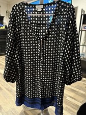 Avenue Studio Polka Dot Zip Front Tunic Blous...