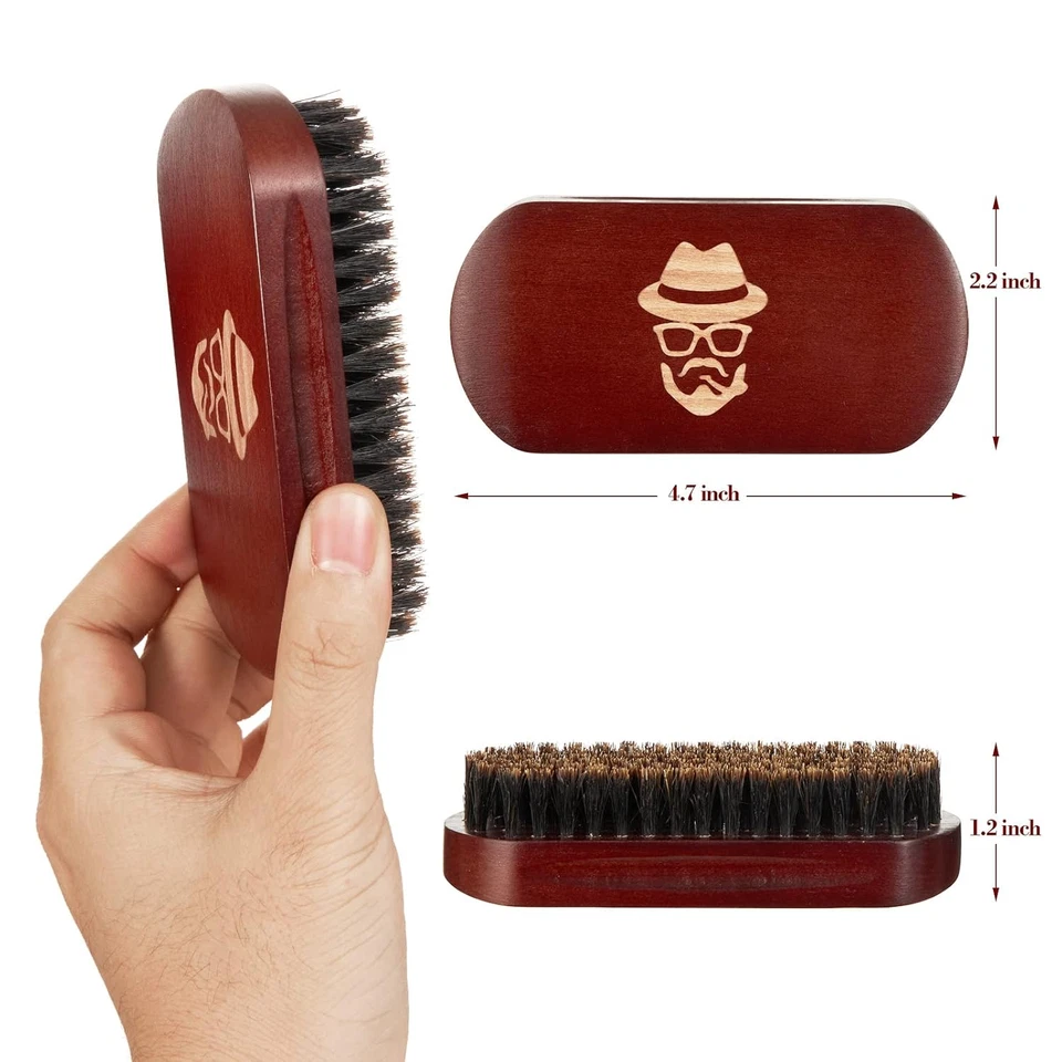 Beard Brush, 100% Boar Bristle Natural Black Walnut Wood Beard Comb Hair Mustach - Image 3 of 4