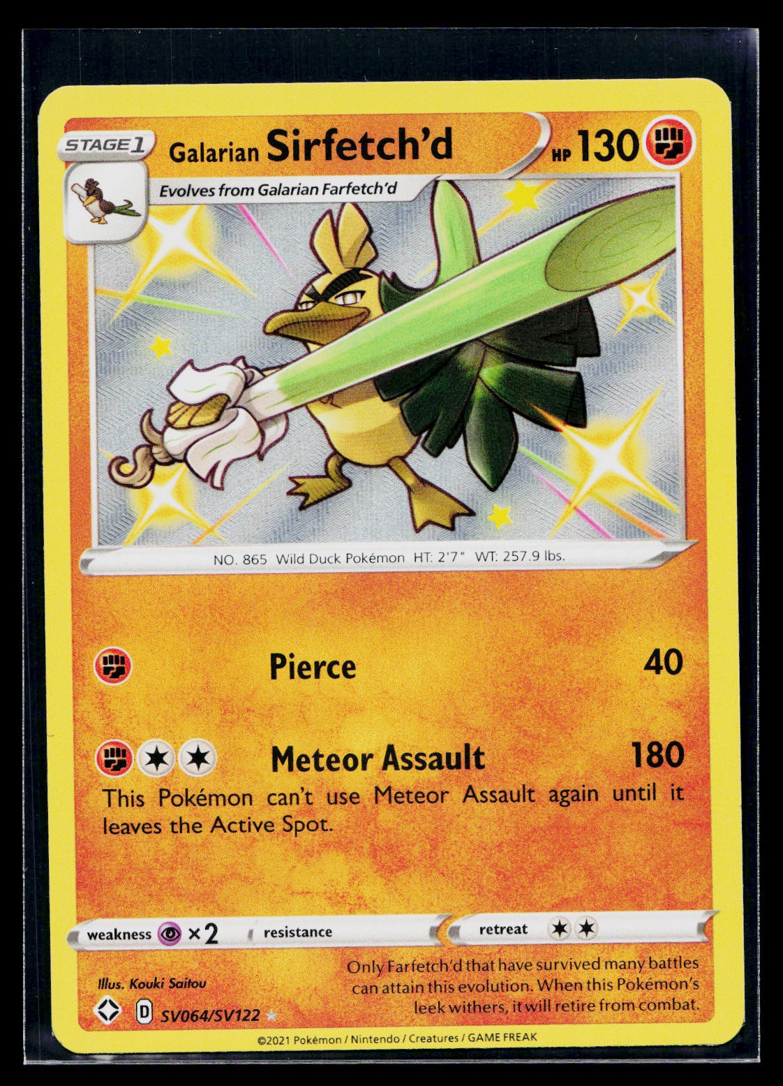 🎴Galarian Sirfetch'd #SV064/SV122 Shining Fates: Shiny Holo Rare Near Mint +