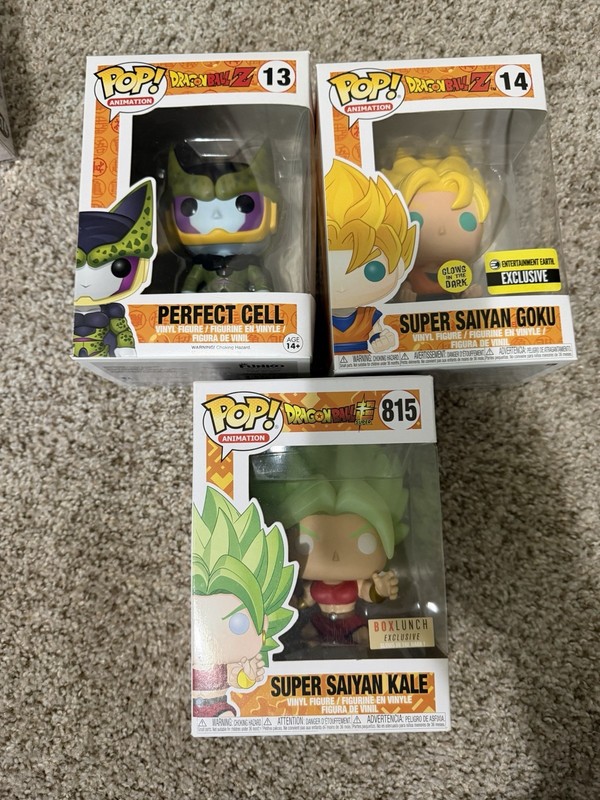 Funko Pop Dragon Ball Lot Perfect Cell 13 Goku 14 And Kale 815 - Exclusives