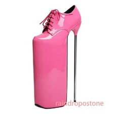 Women's Round Toe High Platform Super Stiletto Heel Ankle Boots Lace Up Shoes