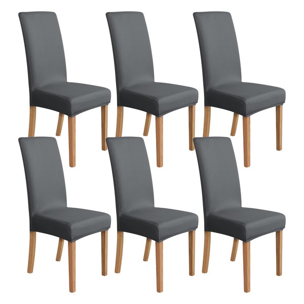 Stretch-Schonbezug EsszimmerstüHle 6Er Set Dunkelgrau Einfarbig Amazon Basics-image