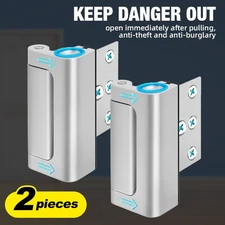 2 Home Security Child Safety Door Lock Childproof Door Reinforcement Lock Silver