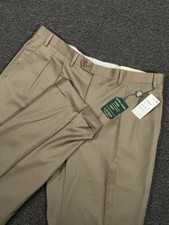 New Ralph Lauren Dress Pants Men 38x32 Tan Brown Wool UltraFlex Double Pleated