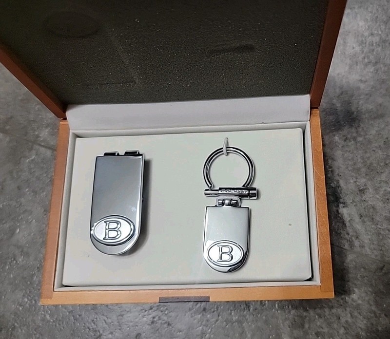 Colibri Money Clip And Keychain Gift Set With Box - "B" Monogram- New