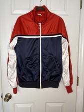 HEAD Vintage 80's Tennis Windbreaker Full Zip Jacket Red White Blue Size L USA