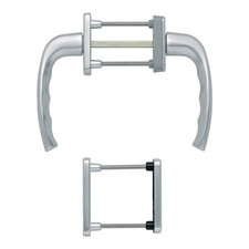 Hoppe Balkongarnitur Set Türbeschlag Aluminium F1 natur 63-73mm 7mm Vierkant