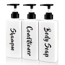 16.9oz Shampoo Conditioner Body Wash Dispenser for Shower, Refillable Printed...