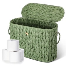 KathKathfly Sage Green Toilet Paper Storage Basket with Lid Large Decorative ...