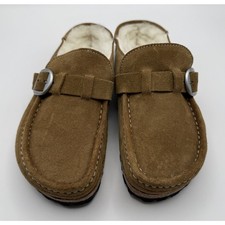 Birkenstock NWOT Buckley Shearling Tea/Natural Suede Leather Clog Mules Sz 36