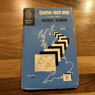 NORTHERN SCOTLAND 1963 Paper Ordnance Survey Quarter Inch Map Sheet 3 Inverness