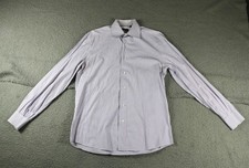 Valentino Shirt Mens 39 151/2 Purple White Striped Cotton Button Up Shirt Italy