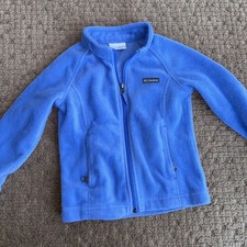 Columbia Kids Youth Girls Full Zip Fleece Jacket Coat Light Blue 4T Toddler Warm
