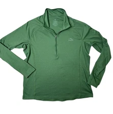 LL Bean 1/4 Zip Mens Base Layer Midweight Athleisure Green Size XL