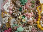 Vintage Grandma Costume Jewelry Lot Rhinestones Estate Mix Brooch Wear Pastels