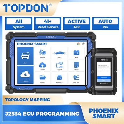 TOPDON Phoenix Smart 10.1'' Tablet Online Coding J2534 CANFD DOIP 41+ Resets Tool