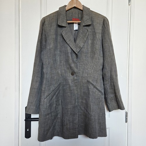 Kenzo, Veste longue Kenzo Paris Vintage 100% Lin Made in France - Dos plissé - T36/38