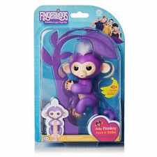 Fingerlings - Interactive Baby Monkey - Mia Purple w/White Hair Stand WowWee