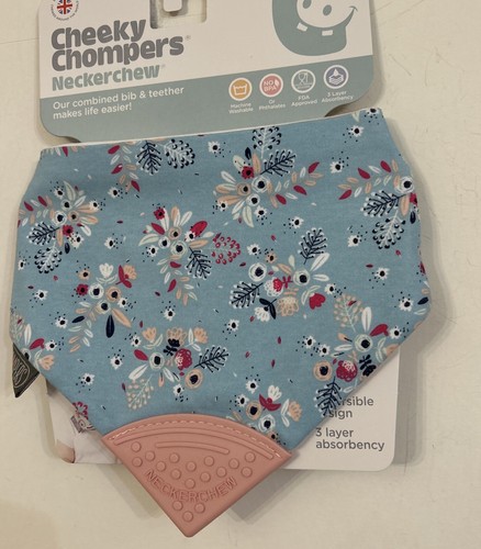 1 Chompers sfacciati ~ blu floreale e a righe reversibili ~ 3 strati.~ Masticazione Necker