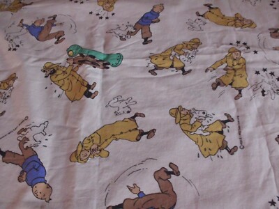 Coupon Tissu Tintin 98 X 103 Cm - Coton - Multicolore - Hergé 1993 - Occasion En Parfait état