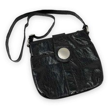 United Colors Of Benetton Black Patent Crossbody Bag Purse Handbag 90s Y2k