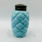Antique Blue Milk Glass Pine Cone Pinecone Quilted Glass Single Shaker