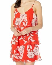 $200 Show Me Your Mumu Women's Red Floral Suarez Tiered Mini Shift Dress Size S